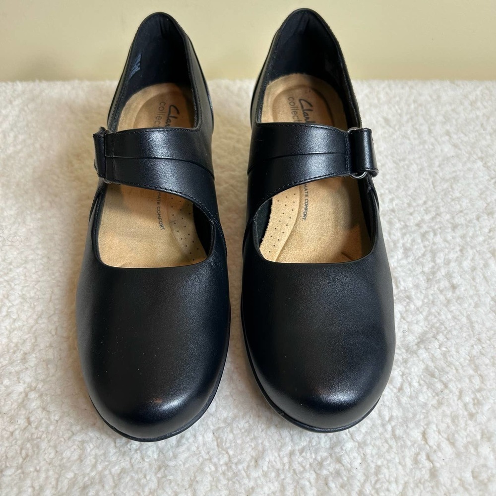 NWOT Clarks Collection Shoes Womens 10 Black Emslie Lulin Pump Shoes Block Heel